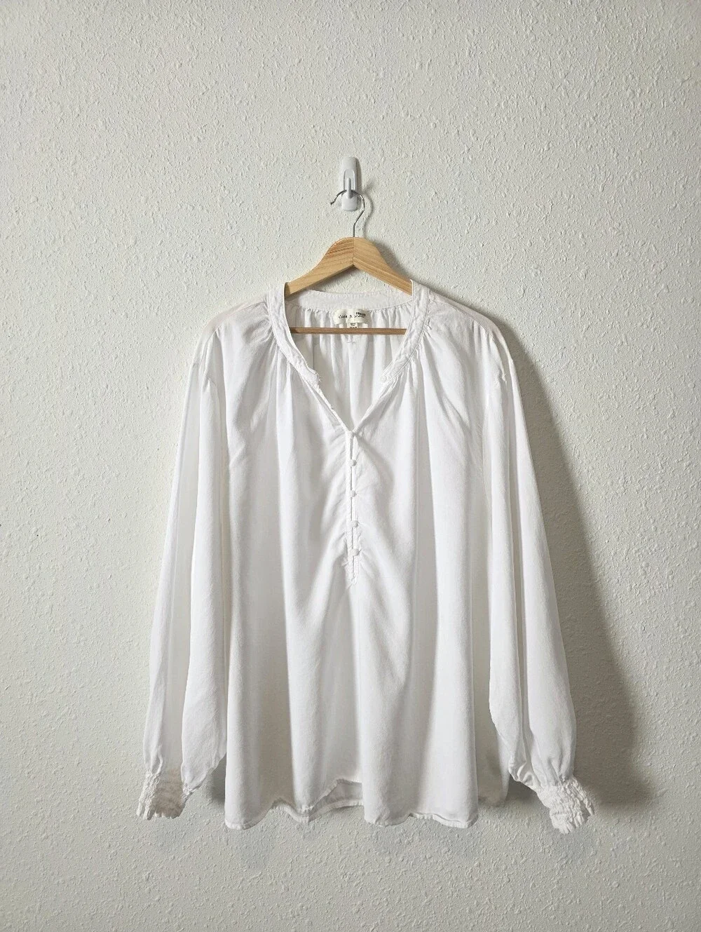 Cloth & Stone White Oversized Puff Sleeve Blouse 3X